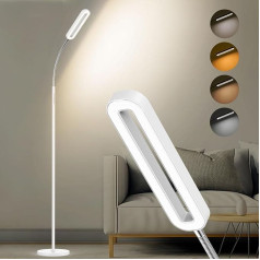 Amdelne 12 W Floor Lamp LED White, 1200 lm Floor Lamp Dimmable Living Room with 6 Scene Modes, 3000 K - 6000 K Reading Lamp Floor Lamp with Remote Control and Touch Control, Gooseneck Floor Lamp for
