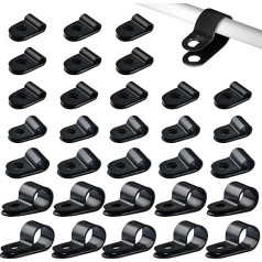 ZOCONE Kabelclips Typ R, 5 Größen, schwarz, P-Clips, 5–12,7 mm Durchmesser, Nylon-Kabelklemmen, R-förmige Drahtseile für elektrische Kabel, Draht, Kabelorganisation, 290 Stück