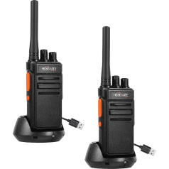 HESENATE HT66 Radio, Royalty-Free PMR446 Walkie Talkies, Long Range Radio Set, Handheld Radio Woki Toki, 16 Channels Walky Talky, Scan VOX with USB C Charging Station (Black, Set of 2)