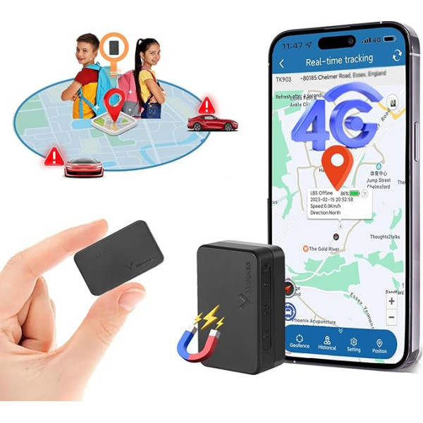 Mini GPS Tracker 4G LTE Car GPS Tracker Portable Real Time Magnetic GPS Tracking Device, Unlimited Distance, Global Coverage Location Tracker for Kids, Bags, Trucks. Subscription Required