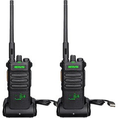 Retevis RT86 Walkie Talkie, Professional Long Range Radio, 2600 mAh, Screen, Robust, Emergency Alarm, Rechargeable High Performance Radios for Adults, Industrial (Black, Pack of 2)