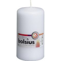 Bolsius Smooth Pillar Candles - White - Pack of 8 - 13 x 7 cm - Decorative Household Candles - Length Burning Time 43 Hours - Unscented