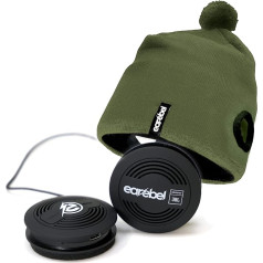 Earebel Sound by JBL Bluetooth 5.0 On-Ear Headphones with Microphone - Sport Impulse Beanie Army Green with Headphones for Running, Workout, Gym, Training - Compatible with Apple and Much More