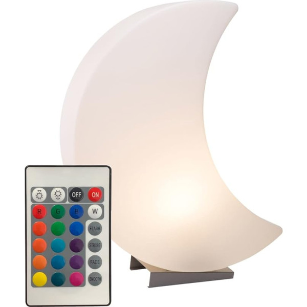 8 seasons Design Shining Moon LED Moon Lamp (60 cm, White) with Colour Changer (15 Colours), Includes Bulb, Illuminated Bedside Lamp, Children's Room, Decorative Bedroom, Indoor and Outdoor Use