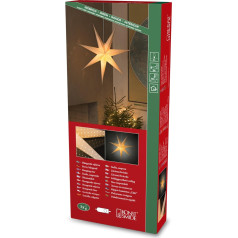 Konstsmide White Paper Star, Perforated and White Embroidered, 7 Prongs, with Connection Cable with On/Off Switch, without Bulb, E14 Lamp Holder, 230 V, Indoor, White Cable - 2915-200