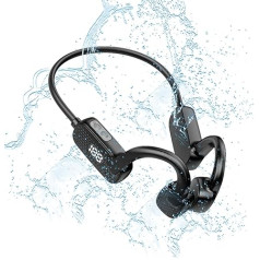 PDOOR Bone Conduction Headphones, Open Bluetooth Headphones for Running, Sports, Wireless Headphones for Training, Running, Hiking, Cycling (Black Bone Conduction)