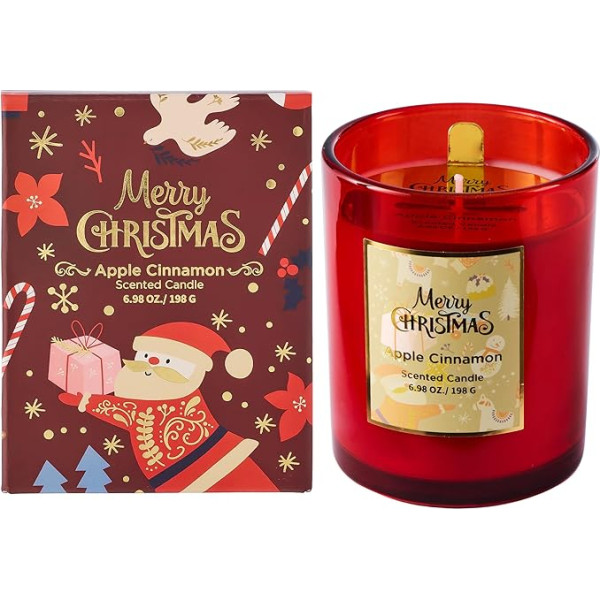 Airkeep Candle Apple Cinnamon Scented Candle, 198 g Candle with Burning Time up to 40 Hours, Natural Wax Candle for Home, Christmas Gifts Candle for Women and Men