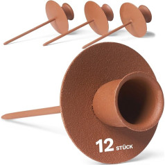 Novaliv 12 x Taper Candle Holders Advent Wreath Rust with Plate Candle Pick Candle Holder for Wreaths Candle Nozzle Metal Candle Holder Candle Pin Candle Plate for Plugging Round Advent Wreath Candle Holder Table Decoration