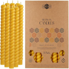 Danilovo Taper Candles Beeswax Candles Pack of 8 - Natural, Sustainable, Long Burning Beeswax Candle for Any Occasion & Candle Holder - Honey Fragranced Pure Beeswax Candles