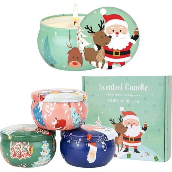 Scented Candles Gifts for Women, Christmas Gift, 4-Piece Scented Candles Gift Set Set, Soy Wax Scented Candles, Aromatherapy Candles Gift Set for Christmas, Christmas Scented Candle Set