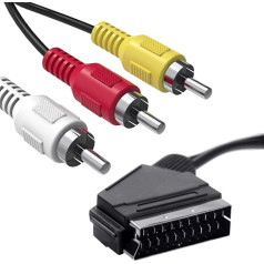 Scart Male to 3 RCA Male 1.5m 2 Pieces Aancable Scart to RCA Cable Switchable Audio Video AV Adapter Cable Composite AV Connection Cable Adapter Changer Audio/Video for TV DVD VCR