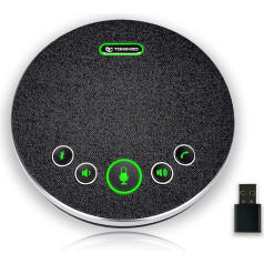 TONGVEO Bluetooth Conference Speaker, Wireless USB Handsfree 360° Voice Recording with 4 AI Microphones USB/Dongle/Bluetooth Connection 8 Hours Talk Time for 8-12 People