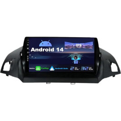 SXAUTO Android 14 Car Radio for Ford Kuga (2013-2018) - Wireless CarPlay/Android Car - Reversing Camera Included - 2G + 32G - Steering Wheel Control DAB Fast-Boot WiFi DSP Bluetooth 5.0-2 DIN IPS 9