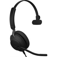 Jabra Evolve2 40 MS Wired Headphones, USB-A, Mono, Black - Telework Headset for Calls and Music, Improved All-Day Comfort, Passive Noise Cancelling Headphones, MS Optimised with