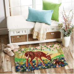 ROCKY&CHAO Latch Hook Rug Set DIY Latch Hook Carpet Making Kit for Adults Kids Cross Stitch Kit Carpet Making Home Decoration 50 x 30 cm (Sika Rottwild)