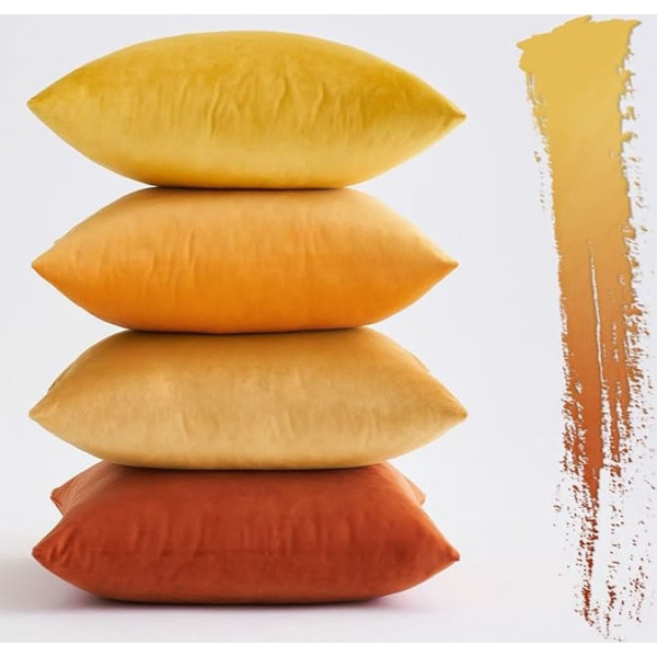 MIULEE Velvet Cushion Cover, 45 x 45 cm, Orange Series Set of 4, Sofa Cushions, Velvet Cushion, Decorative Cushion, Couch Cushion, Decorative Colour, Gradient Cover, Sofa Cushion Cover for Living Room, Children, Office