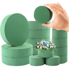 AKOLAFE Pack of 16 Floral Foam Round Sponge 2 Sizes 8 x 4 cm and 16.5 x 4 cm Floral Foam for Flowers Green Floral Foam for Fresh Flowers Flower Foam for Crafts for Weddings, Birthdays, Garden