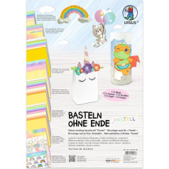 Ursus 7830099 Craft Without End in Pastel Colours, Craft Paper in Various Materials, Colours and Designs, 112 Sheets