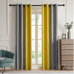 Blackout Curtains for Living Room Thermal Insulated Room Darkening Curtains Window Curtains for Bedroom Grommet Grey Yellow 63