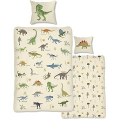 SkyBrands Dinosaur Bed Linen 135 x 200 cm Boys Bed Linen Dinosaur Cotton 2-Piece Children's Bed Linen Dinosaur 135 x 200 cm + Bag