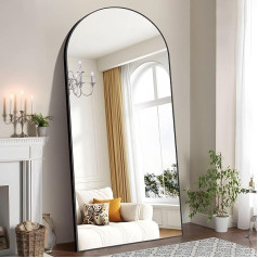WOLIBEER Large Full Body Mirror 192 x 85 cm Full Body Mirror with Black Aluminium Frame Wall Mirror Standing Mirror for Bedroom Entryway Hallway Home Decoration
