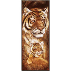 ParNarZar Diamond Painting Tiger and Boy 35 x 95 cm Large Whole Picture Glued 5D Round Stones Mosaic Making Crafts for Decoration Rhinestone Crystal Painting