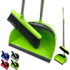 TDBS The Dustpan and Brush Store Long Handled Dustpan and Brush Set Lobby Dustpan and Long Handled Broom (Green)