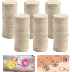 HEKOBAG Round Wooden Slices, Pack of 100 Round Wooden Pieces 2.5 cm Wood Log Wooden Discs Untreated Wood Circle Board Beech Wood Circle Board for Painting, Wedding, Home Decoration, DIY Craft Supplies