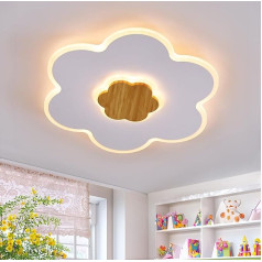 LUOLONG LED Ceiling Light Children's Ceiling Light Flower Shape Wooden Children's Room Ceiling Lights Dimmable 3000 K 6000 K 28 W 40 cm Boy Girl Baby White Children's Bedroom Lamp with Night Light