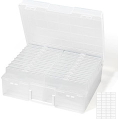 Lifewit Photo Storage Box 4x6 Photo Case, 18 Inner Photo Holders, Clear Photo Boxes for Storage, Plastic Photo Organizer for Seeds, Cards, Crafts, Stickers