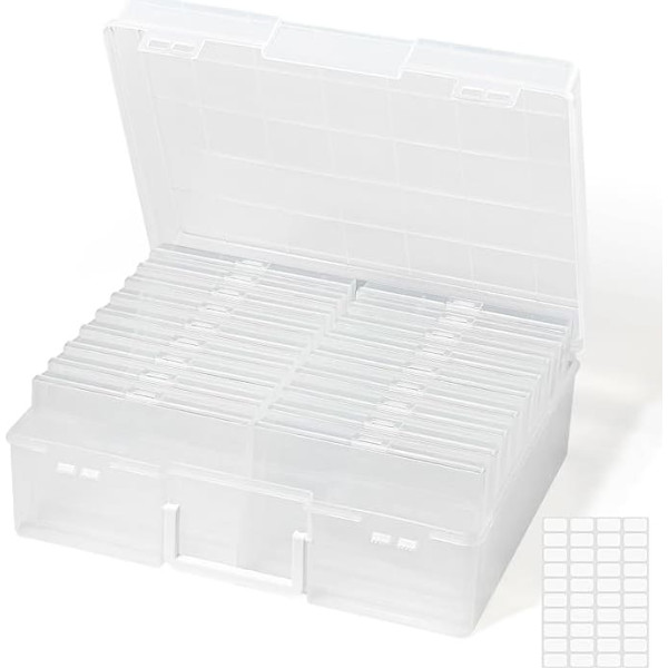 Lifewit Photo Storage Box 4x6 Photo Case, 18 Inner Photo Holders, Clear Photo Boxes for Storage, Plastic Photo Organizer for Seeds, Cards, Crafts, Stickers
