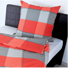 Bierbaum 6347_06 Seersucker Bed Linen, Designed in Germany, 155 x 220 cm and 80 x 80 cm, Garnet 06