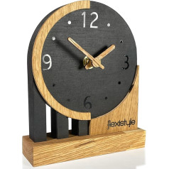 FLEXISTYLE Modern Clock Small Wooden Oak Living Room Bathroom (Style 3)