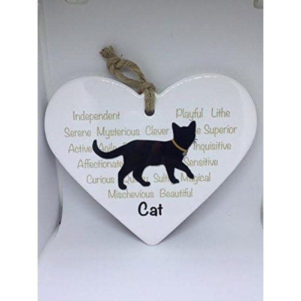 Cat Ceramic Heart Shape Plaque/Sign