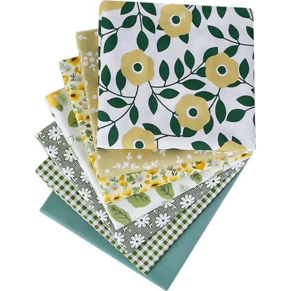 Cotton Fabric Sold by the Metre Fabric Package 50 x 50 cm, Pack of 7 Fabrics for Sewing, Patchwork Fabric Package, Floral Pattern, Printed Craft Fabrics, Squares Cotton Fabric, Sold by the Metre,