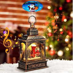 Snow Globe Lantern Wikay Illuminated USB/Battery Operated Swirling Singing Water Lantern Snow Globe Lantern for Adults and Kids Christmas Decoration