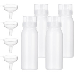 Uceoo 4 Pack Plastic Spice Squeeze Bottles Porous Squeeze Bottles for Sauces Refillable Kitchen Squeeze Bottles Dispenser Container for Ketchup Syrup Oils - 5 Nozzles 370ml with 4 Funnels