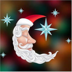 Stickers4 Santa Moon & Stars Fenstersticker Weihnachten, für Weihnachten, Vinyl, S
