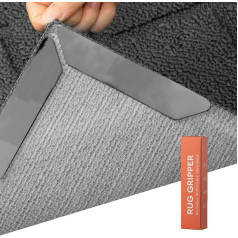 hicorfe Teppichband, wiederverwendbar, waschbar, doppelseitig, rutschfest, verhindert Kräuseln und Bündeln, verhindert Rutschen, hält den Teppich an Ort und Stelle auf dem Hartholzboden, 8 Stück