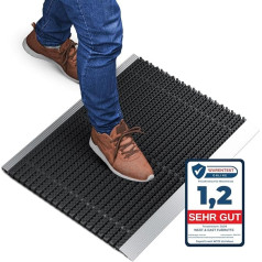 Door Mat Exterior Aluminium with Brushes Black Dirt Trapper Mat 50 x 80 cm Outdoor Door Mat Aluminium Door Mat Outdoor Door Mat Outdoor Door Mat Shoe Scraper House Entrance, Brush Mat Outdoor, Door