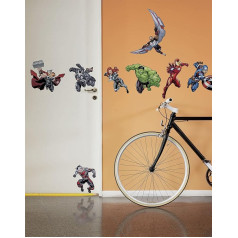 Komar Marvel Wall Sticker Avengers Action - 100 x 70 cm (Width x Height) - 8 Pieces - Thor, Black Widow, Decorative Sticker, Wall Sticker, Wall Sticker, Wall Decoration, Children's Room - 14735h