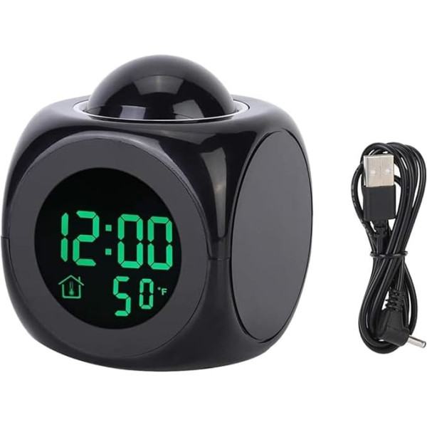 VIFERR Digital Alarm Clock with Projection, Projection Alarm Clock, Multifunctional Digital Alarm Clock, Electronic Projection Alarm Clock, Digital Clock with Temperature Display for Bedroom, Office