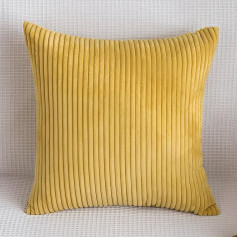 Set of 2 Cushions with Filling (30 x 50 cm Mustard) Model Mary Corduroy Striped Mustard as Sofa Cushion, Couch Cushion Decorative Cushion, Premium Filling Cushion Included, Soft & Comfortable, Double