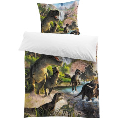 MUSOLEI Dinosaur Bed Linen 135 x 200 cm Children's Jurassic World Dino Bed Linen Boys Teenagers Children's Bed Linen Microfibre 3D Print Duvet Cover and 1 Pillowcase 80 x 80 cm Gift