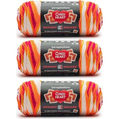 Red Heart All in One Granny Square Soft White - Citrus Twist Yarn - 3 Pieces of 250g - 100% Acrylic - #4 Worsted (Medium) - 381m - for Knitting, Crochet and Amigurumi