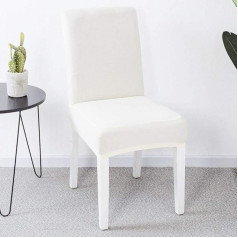 JZK Set of 6 White Spandex Stretch High-Backed Chair Covers Stretch Dining Room Chair Slipcovers for Party Chair Wedding Chair Dining Room Chair
