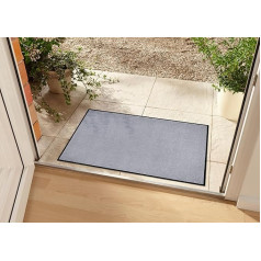 Hanse Home Washable Indoor and Outdoor Doormat Plain Door Mat Dirt Trapper Mat Dirt Trapper Mat Entrance Rug Non-Slip Sizes 90 x 150 cm Silver Grey