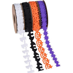 Buhygn Wired Halloween Ribbon Pumpkin Bat Ribbon Ghost Web Trim Embellishment Craft Ribbons 4 Rolls Bow Craft Ribbon Wreath Wrap Ribbon 10 m for Halloween Party