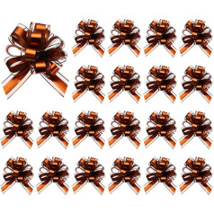 sourcing map 20 Brown Pull Bows 6.4 Inch Wide Large Double Layer Gift Bows for Gift Wrapping, Hampers, Decoration, Wedding, Parties, Birthday, Florist, Packaging and