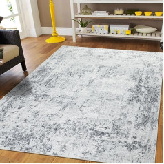Capslpad Grey Abstract Rug, 120 x 180 cm, Modern Short Pile Rug, Soft Faux Wool, Living Room Rug, Washable, Non-Slip, Minimalist Floor Mat, Rugs for Living Room,